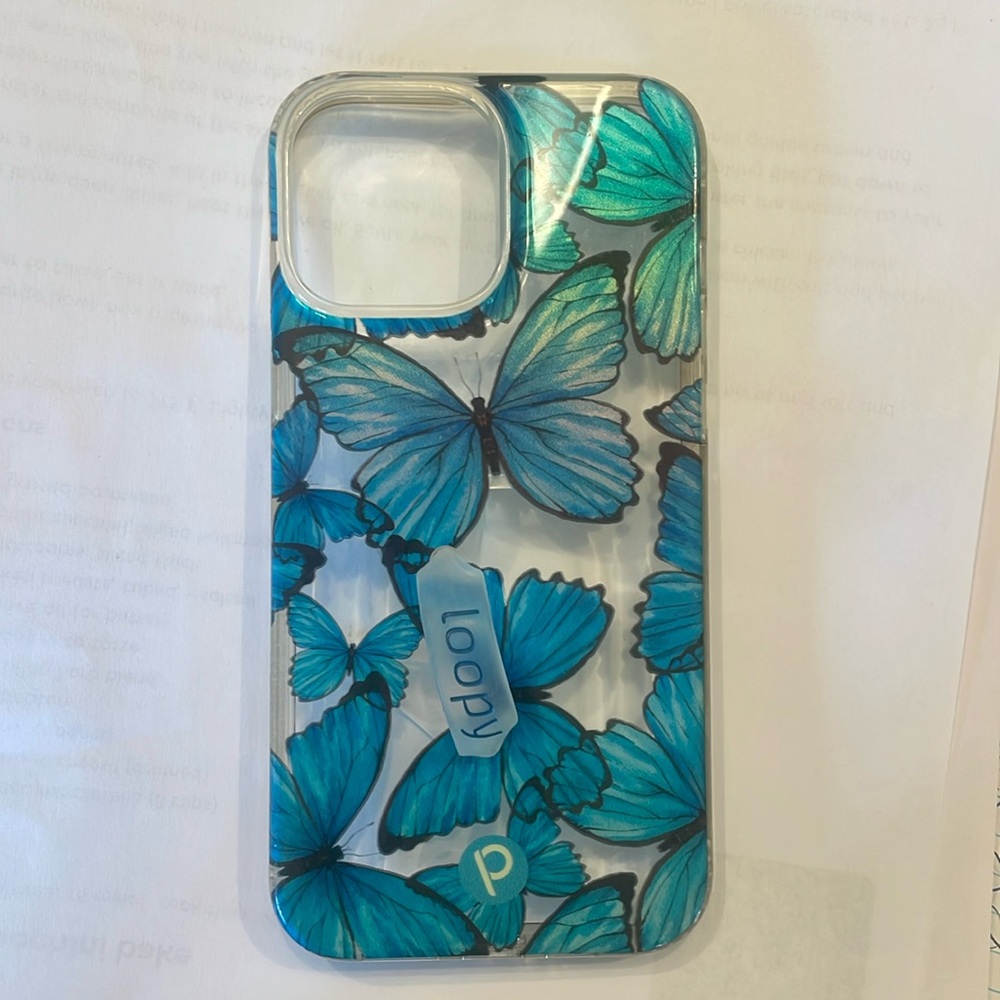 Loopy Case Blue Butterfly iPhone Case 13